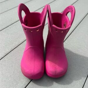 Crocs Lightweight Pink Rain Boots Size 7